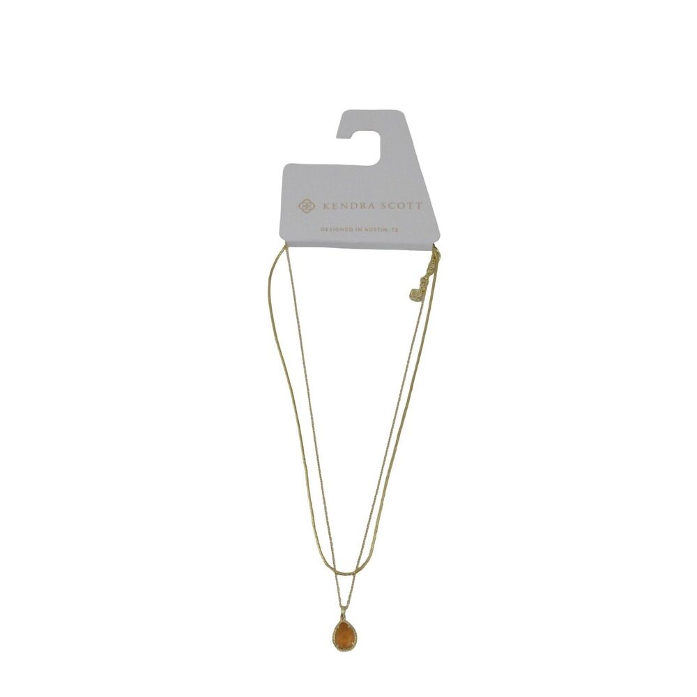 Kendra Scott Sami Multi Strand Necklace Gold Coral Cat's Eye 14K Gold Over Brass